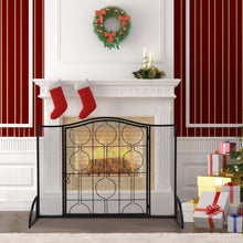 Fireplace Screen -  Single Door Curved Top - Round Decorative Iron 102x20x74CM