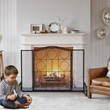 Fireplace Screen -  Single Door Curved Top - Round Decorative Iron 102x20x74CM