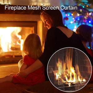 Fireplace Mesh Screen Curtain (2 PCS) Heavy Duty